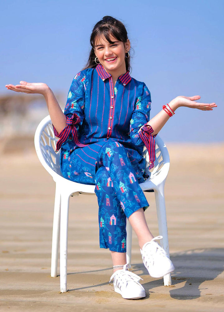 Senorita Cotton  Printed 2 Piece for Girls -  GAC-01917-BLU/MCL