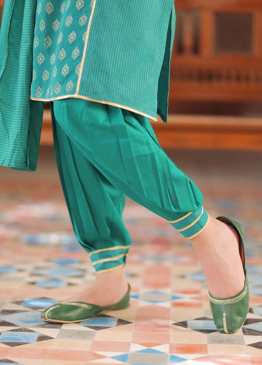 Senorita Cotton Casual 3 Piece for Girls -  GBD-01991-TGN/GLD