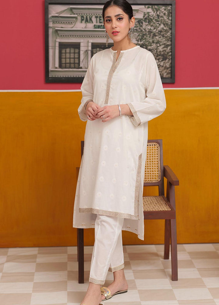 Senorita Cotton Pret 2 Piece Suit for Women -  LAC-02227-WHT/GLD