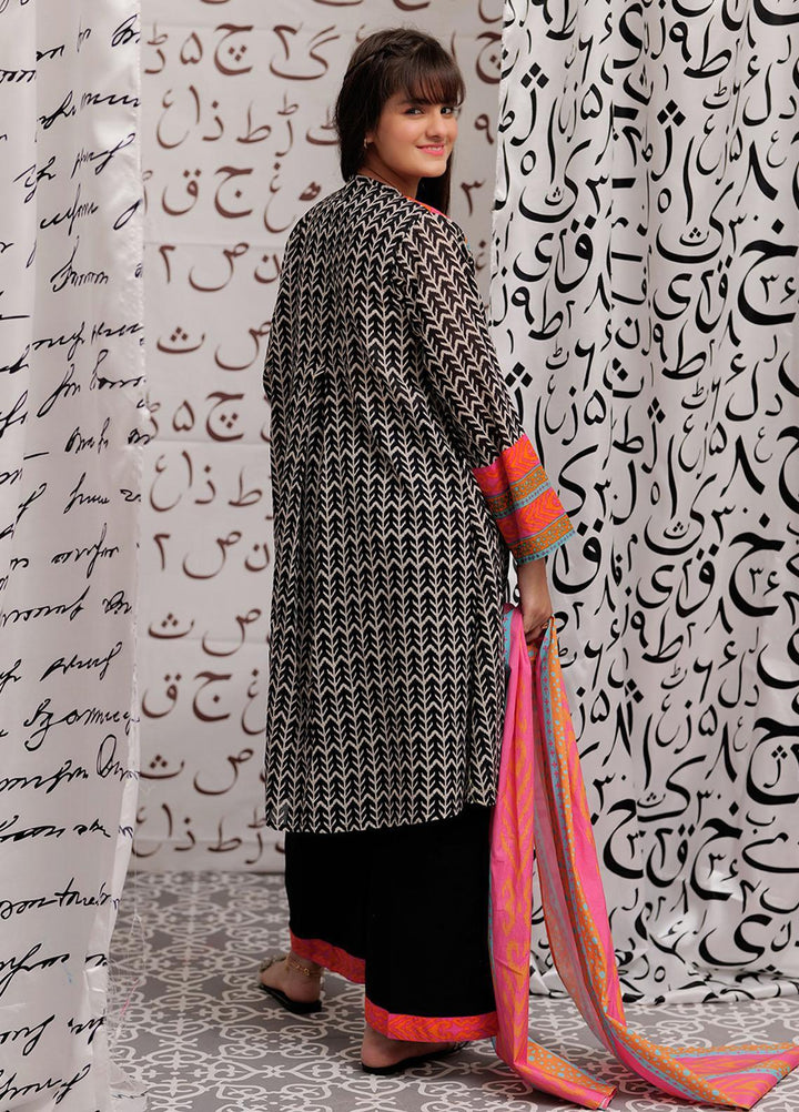 Senorita Cotton Pret 3 Piece Suit for Girls -  GAD-02267-BLK/WHT