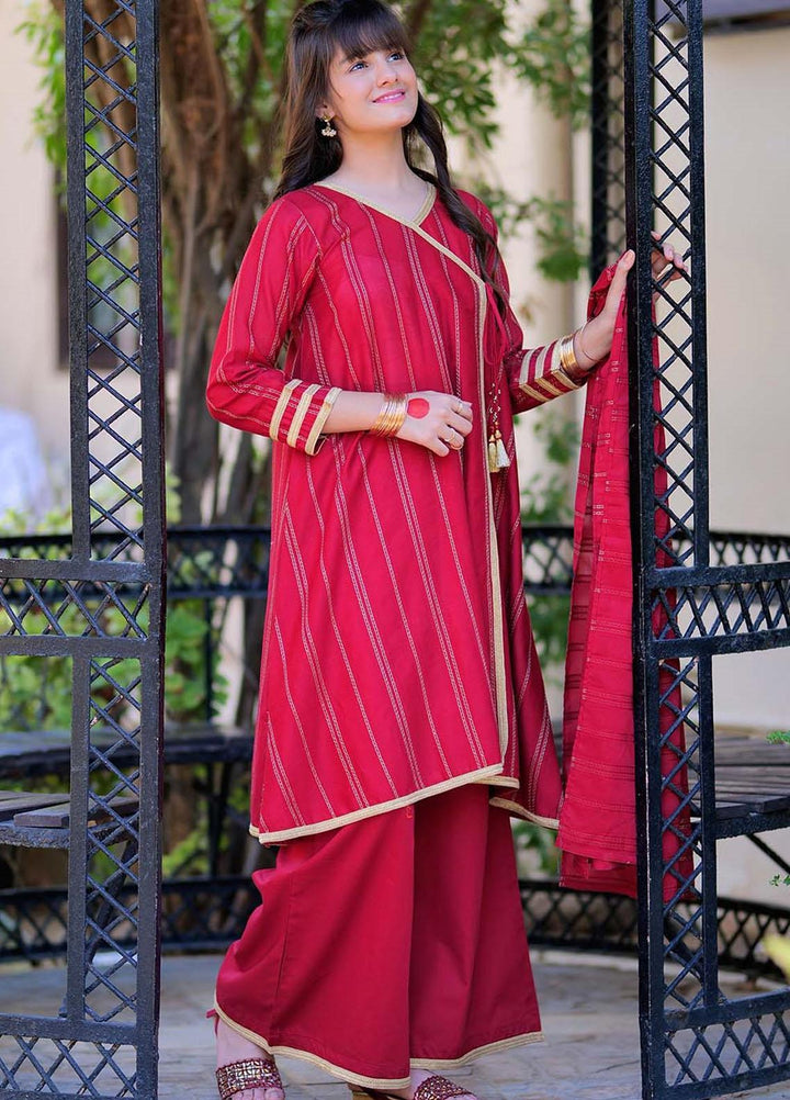 Senorita Cotton Pret 3 Piece Suit for Girls -  GBD-02259-MRN/GLD