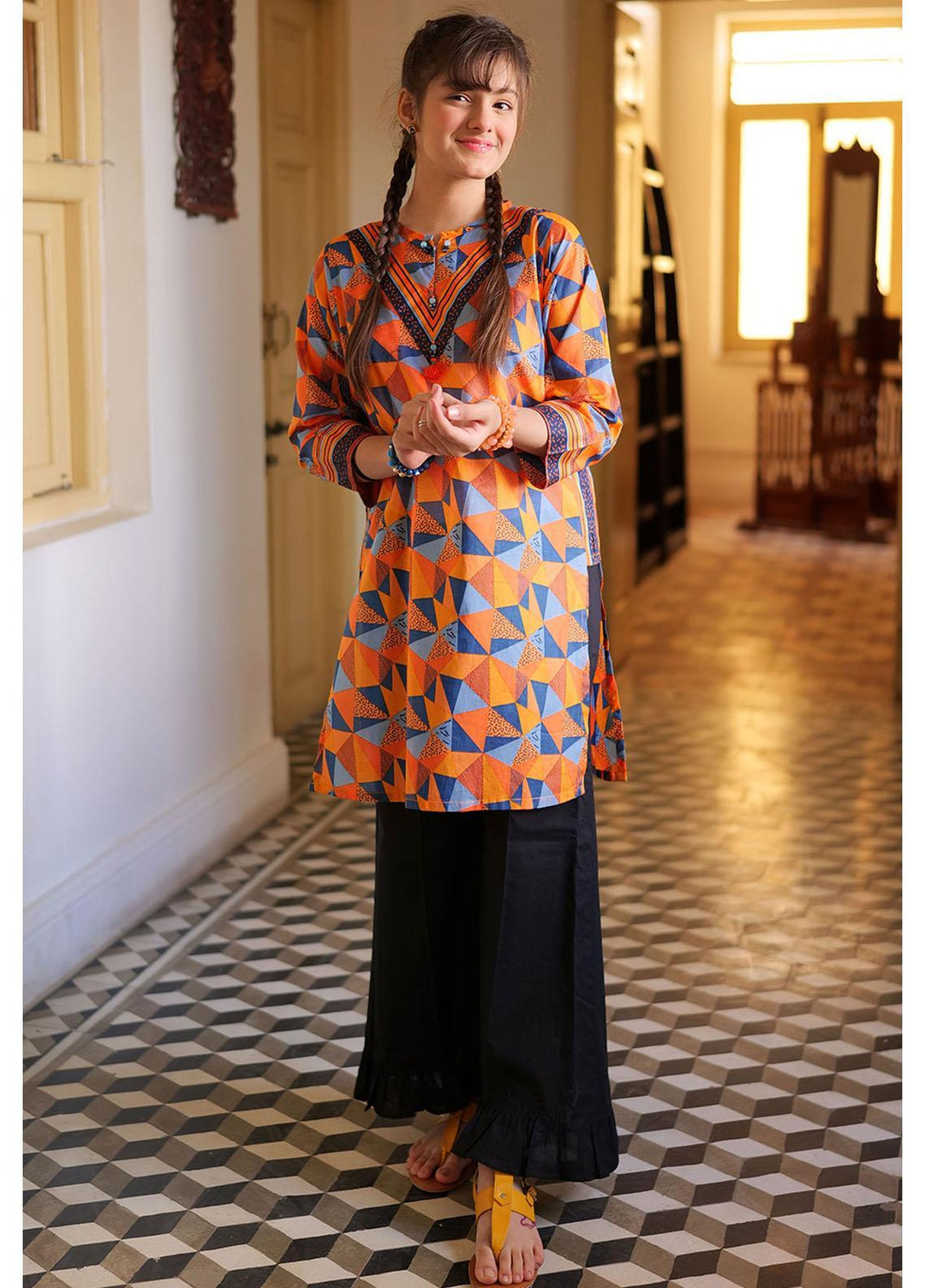 Senorita Lawn Pret Kurti for Girls -  GAA-02146-OGN/MCL