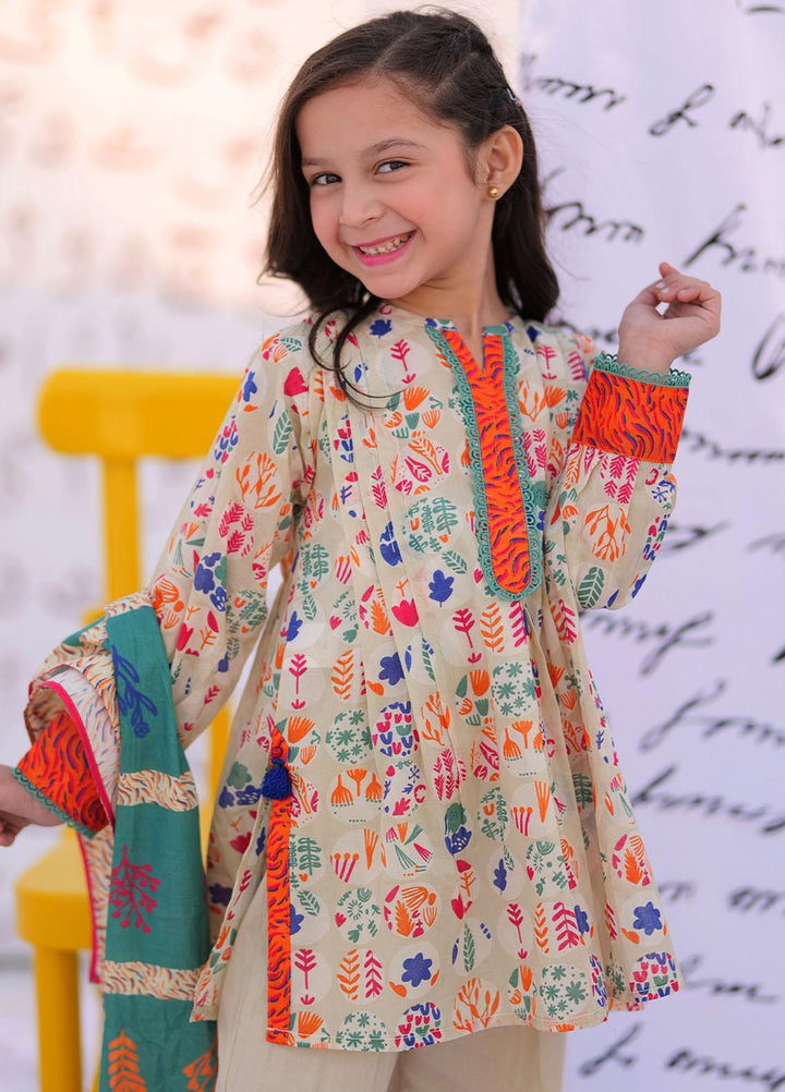 Senorita Cotton Pret 3 Piece Suit for Kids -  KAD-02173-FWN/MCL
