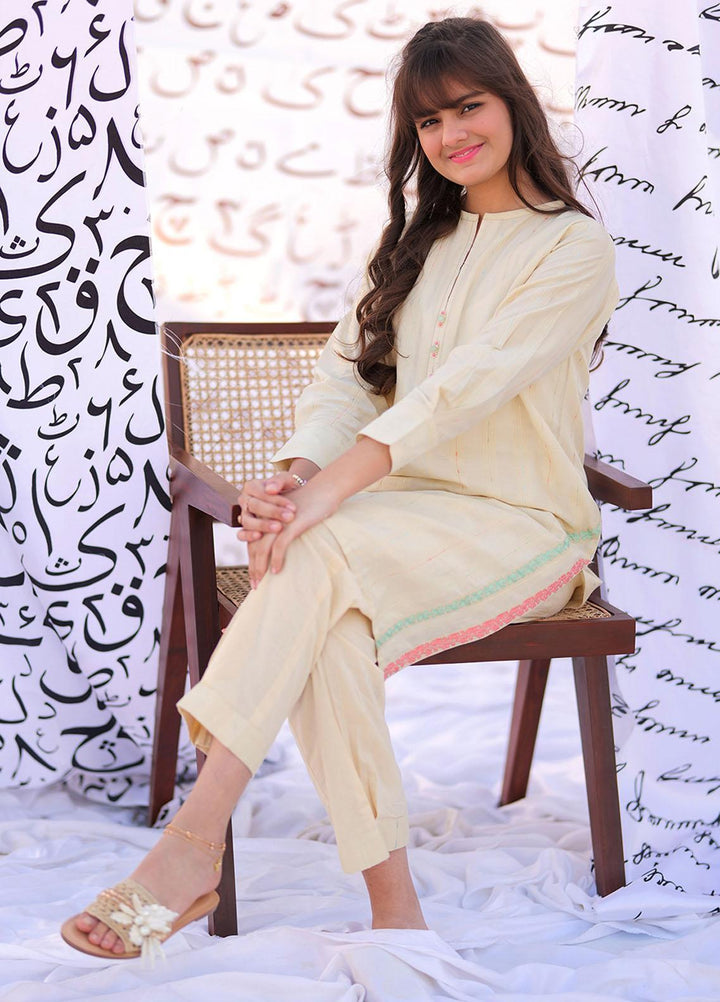 Senorita Cotton Pret 2 Piece Suit for Girls -  GAC-02223-CRM/MCL