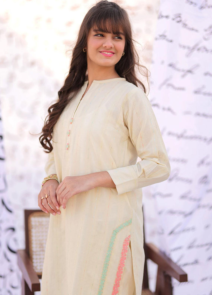 Senorita Cotton Pret 2 Piece Suit for Girls -  GAC-02223-CRM/MCL