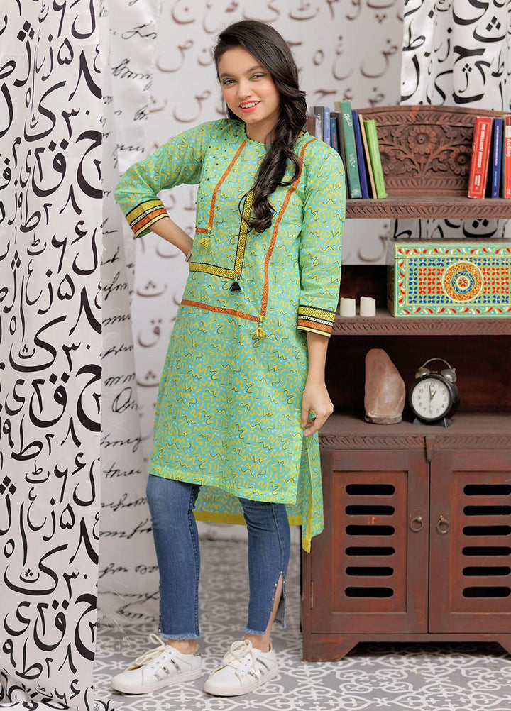 Senorita Lawn Pret Kurti for Girls -  GAA-02149-SGN/YLW