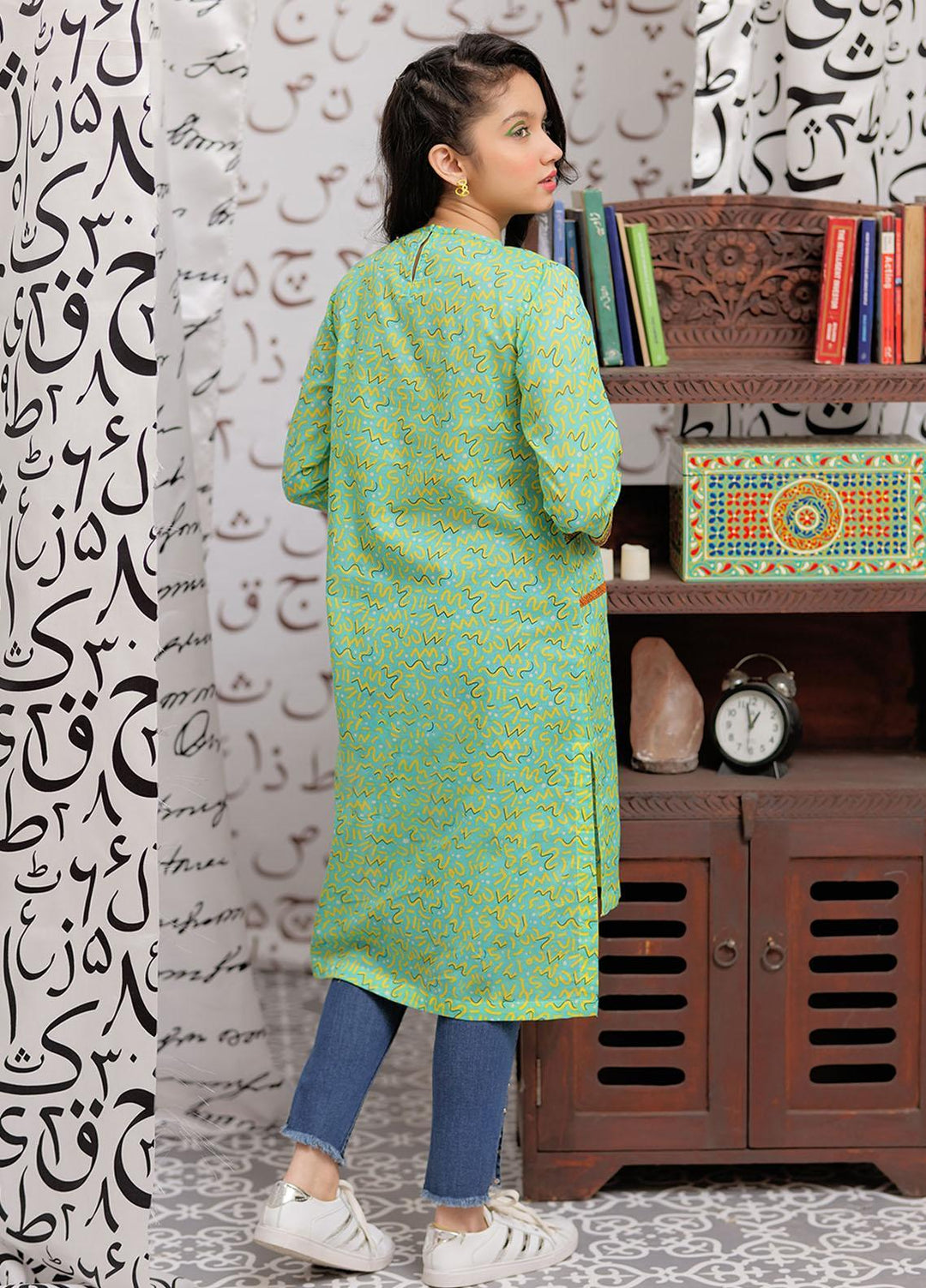 Senorita Lawn Pret Kurti for Girls -  GAA-02149-SGN/YLW