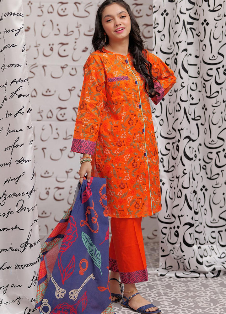 Senorita Cotton Pret 3 Piece Suit for Girls -  GAD-02239-OGN/MCL