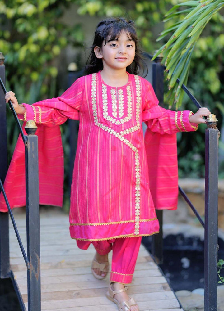 Senorita Cotton Pret 3 Piece Suit for Kids -  KBD-02230-SPK/GLD