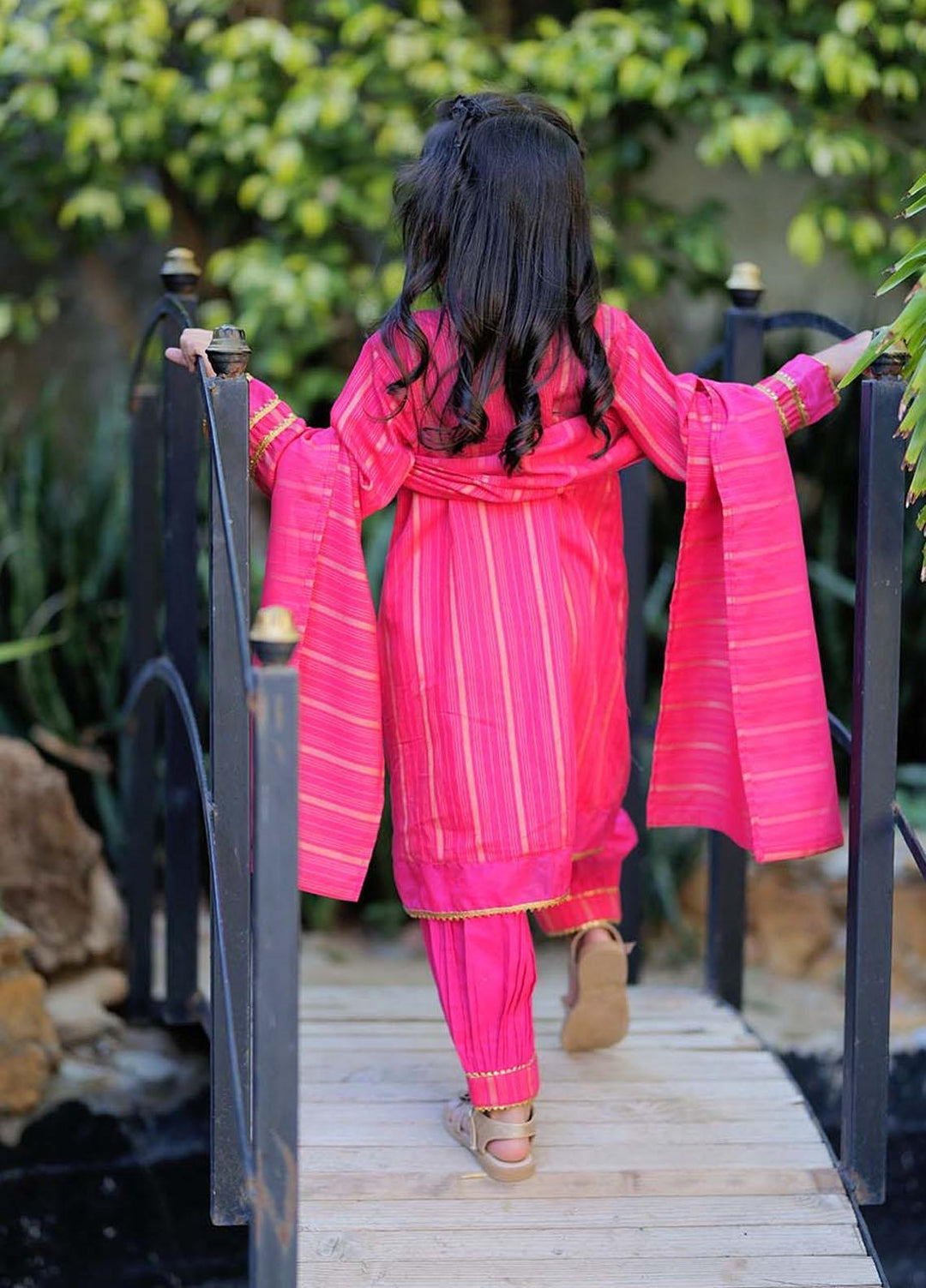 Senorita Cotton Pret 3 Piece Suit for Kids -  KBD-02230-SPK/GLD