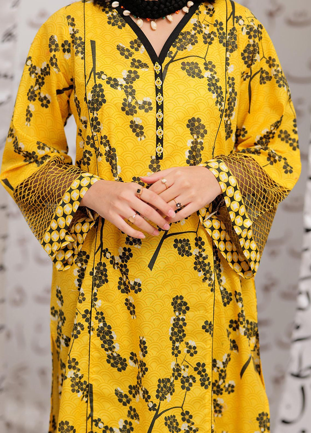 Senorita Casual Pret  Lawn Kurti LAA-02163-YLW/BLK
