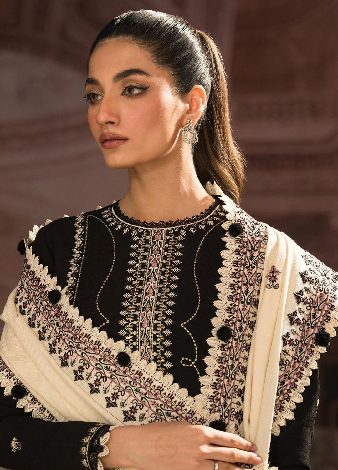 Seran Embroidered Dhanak Suits Unstitched 3 Piece SRN23TD D-10 Veronica - Fall/Winter Collection