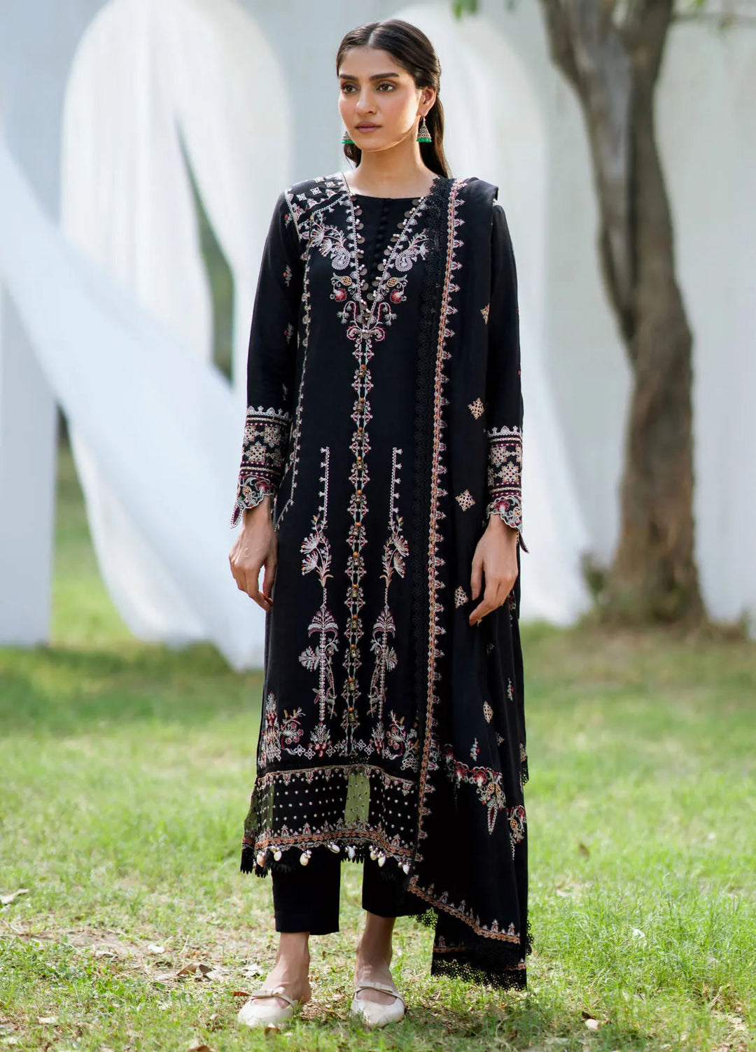 Serenity by Florent Embroidered Leather Peach Suit Unstitched 3 Piece FL-02 A - Winter Collection