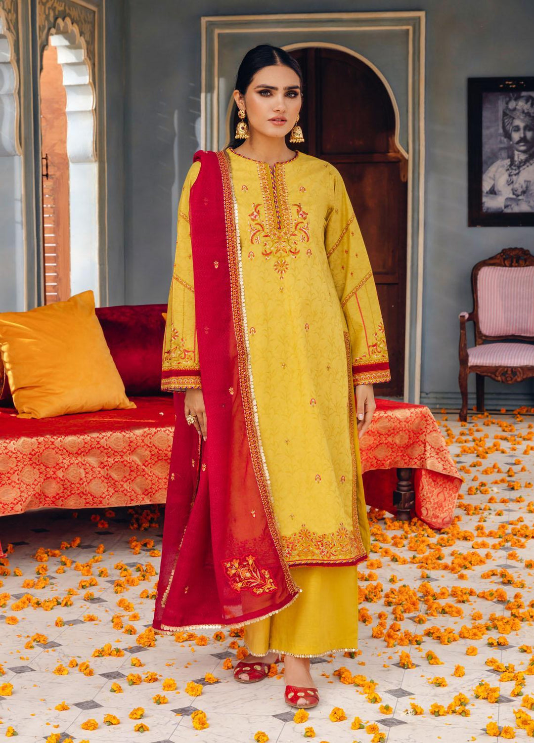 Seroli Embroidered Lawn Suits Unstitched 3 Piece SL22RJ SS-F1-U0009 - Summer Luxury Collection