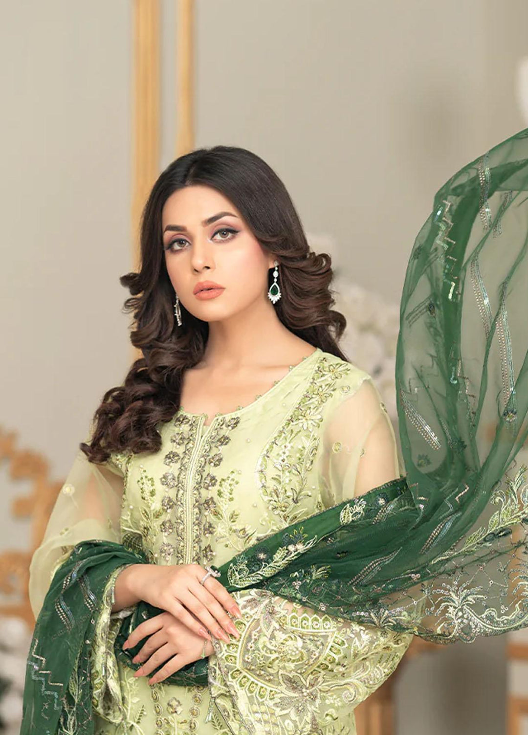 Shaadi Biyaah By Insiya Embroidered Organza Suits Unstitched 3 Piece INS23SB-S1 D2 - Wedding Collection