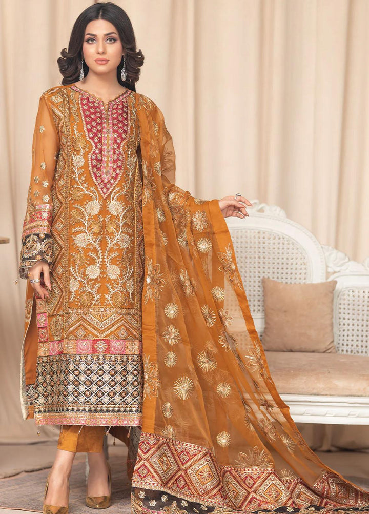Shaadi Biyaah By Insiya Embroidered Organza Suits Unstitched 3 Piece INS23SB-S1 D6 - Wedding Collection