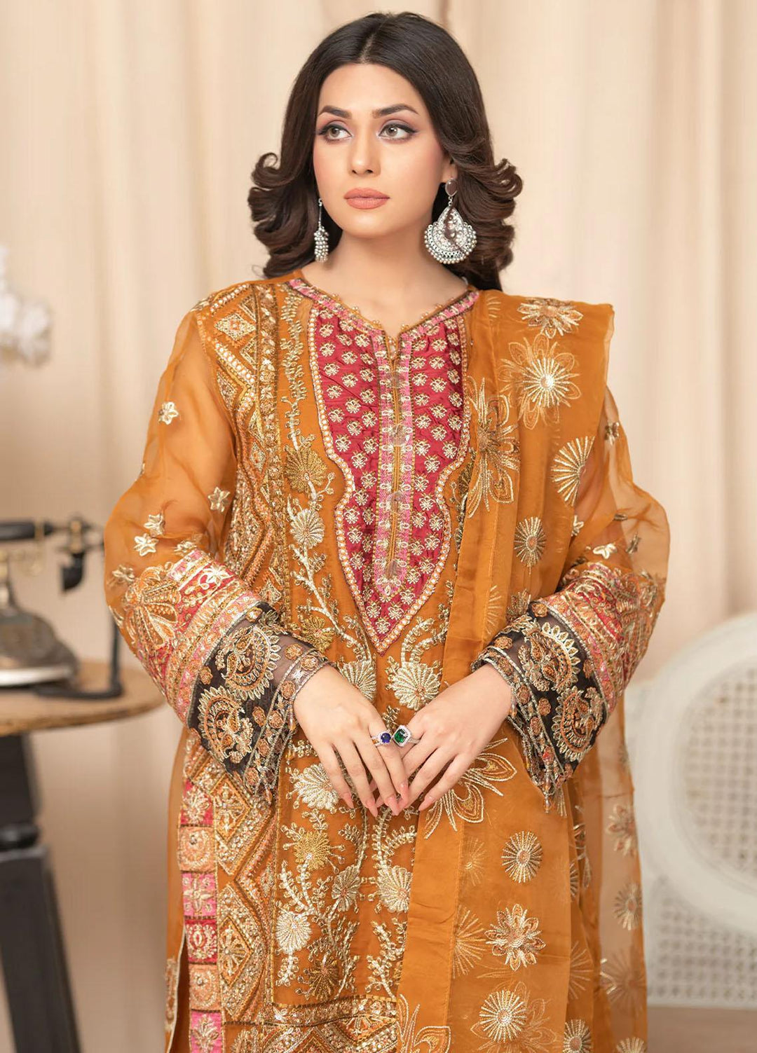 Shaadi Biyaah By Insiya Embroidered Organza Suits Unstitched 3 Piece INS23SB-S1 D6 - Wedding Collection