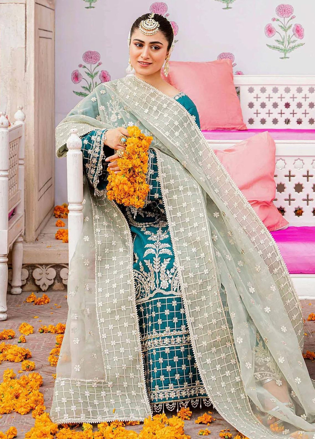 Shadmani By Akbar Aslam Embroidered Raw Silk Suits Unstitched 3 Piece AA23SH Zohra - Luxury Collection