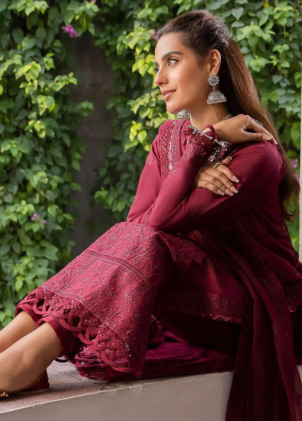 Shadow Work By Asim Jofa Embroidered Viscose Unstitched Suit 3 Piece AJ23SW AJSW-02 - Luxury Festive Collection