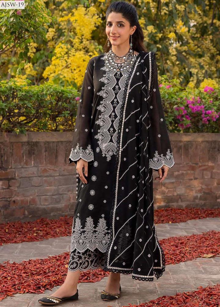 Shadow Work By Asim Jofa Embroidered Lawn Suits Unstitched 3 Piece AJ23SW AJSW-19 - Luxury Festive Collection