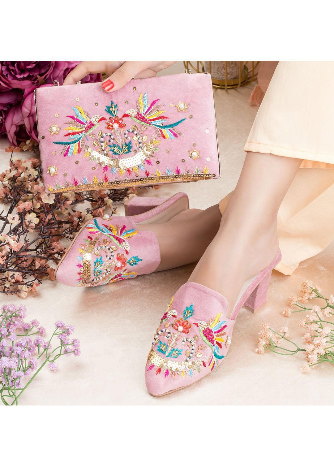 Zuruj Formal Style Khussa HMC-41-Baby Pink – Sanaulla Store