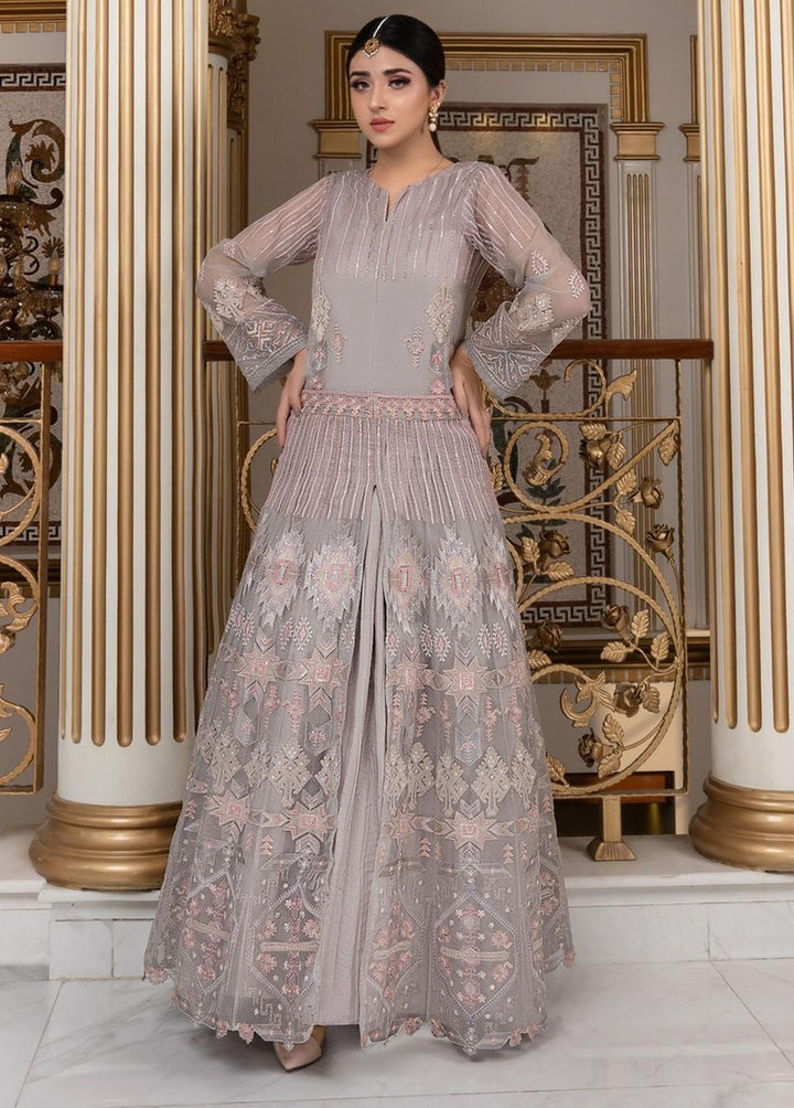 Shahnai By Norans Embroidered Organza Suits Unstitched 3 Piece NRS22S NLC-01 Muriel-Light Gray - Luxury Collection