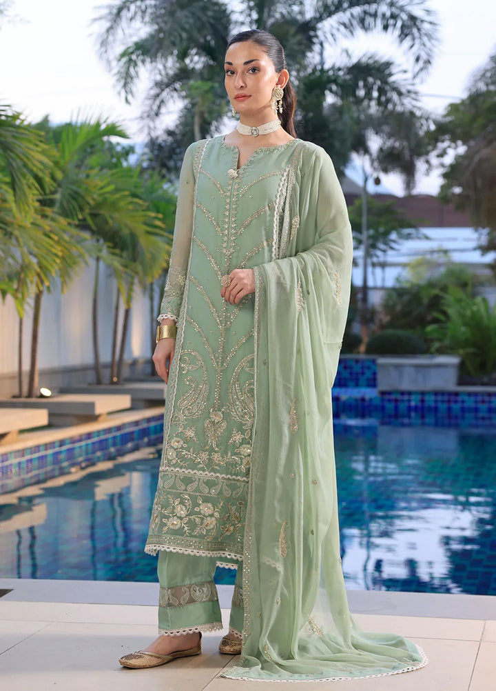 Shahzeb Textiles Pret Embroidered Chiffon 3 Piece Suit Olive Green