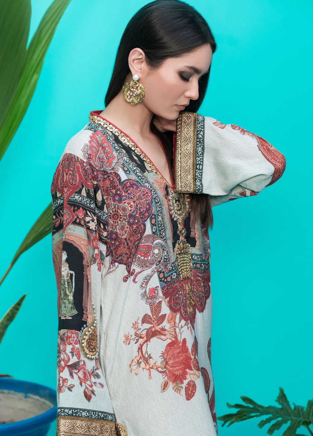 Shamaeel Ansari Luxury Pret  Silk Shirt D-02