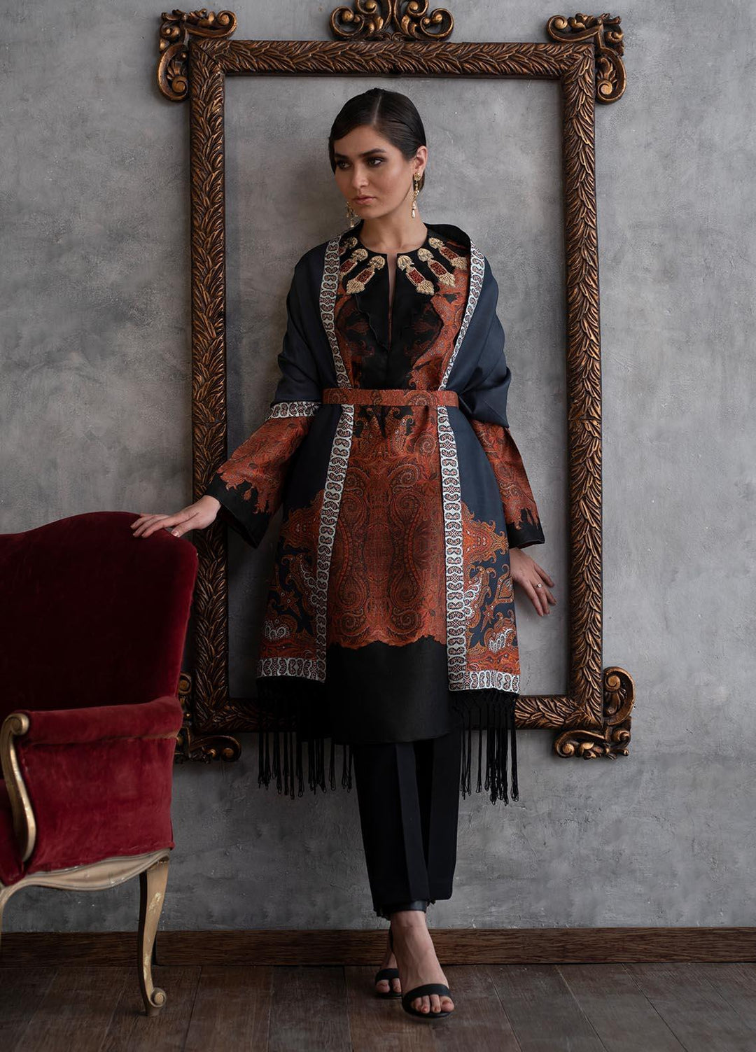 Shamaeel Ansari Luxury Pret  Silk Shirt KASHMIRI C