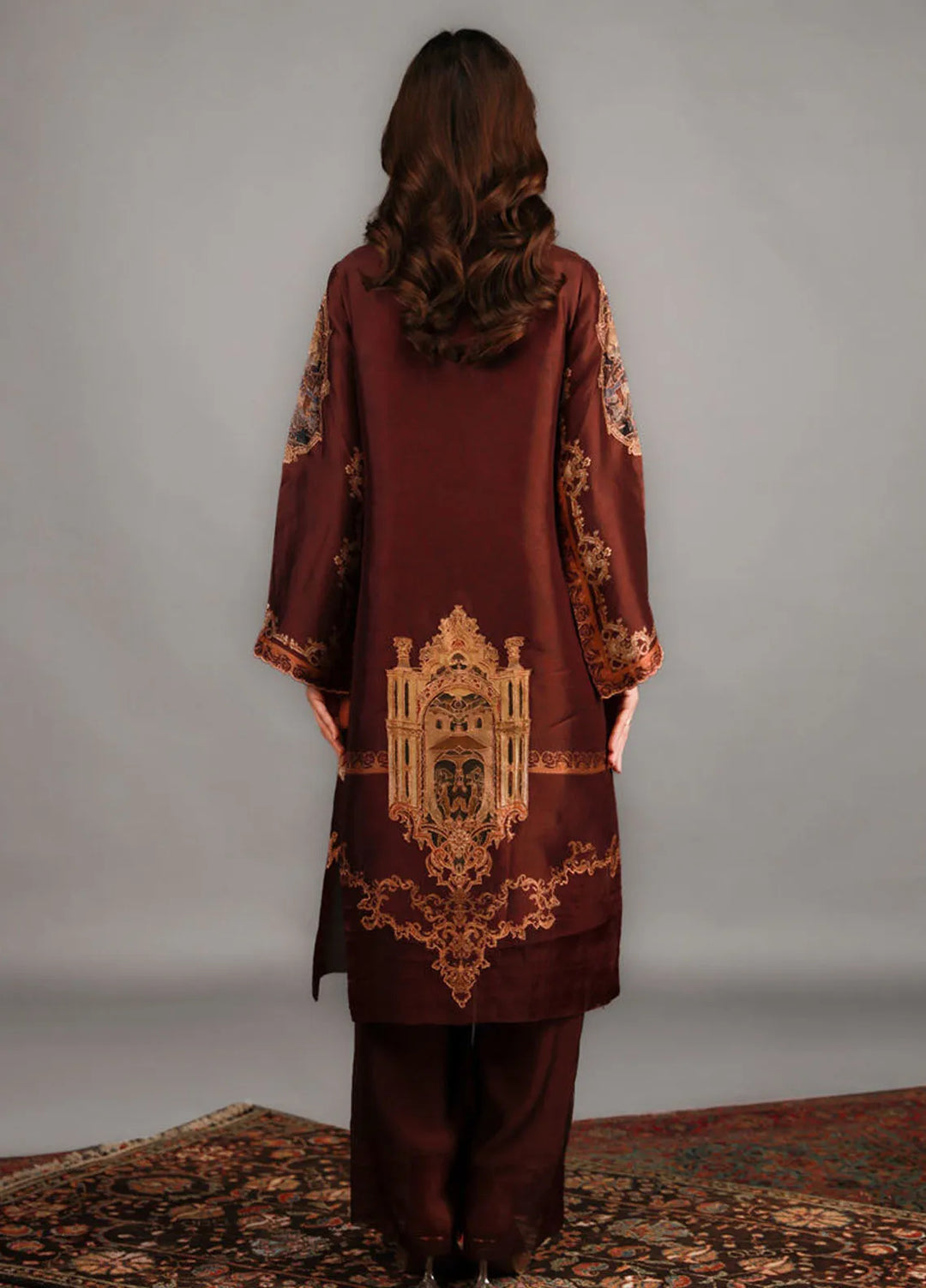Shamaeel Ansari Pret Embroidered Silk 3 Piece Suit TRE-12