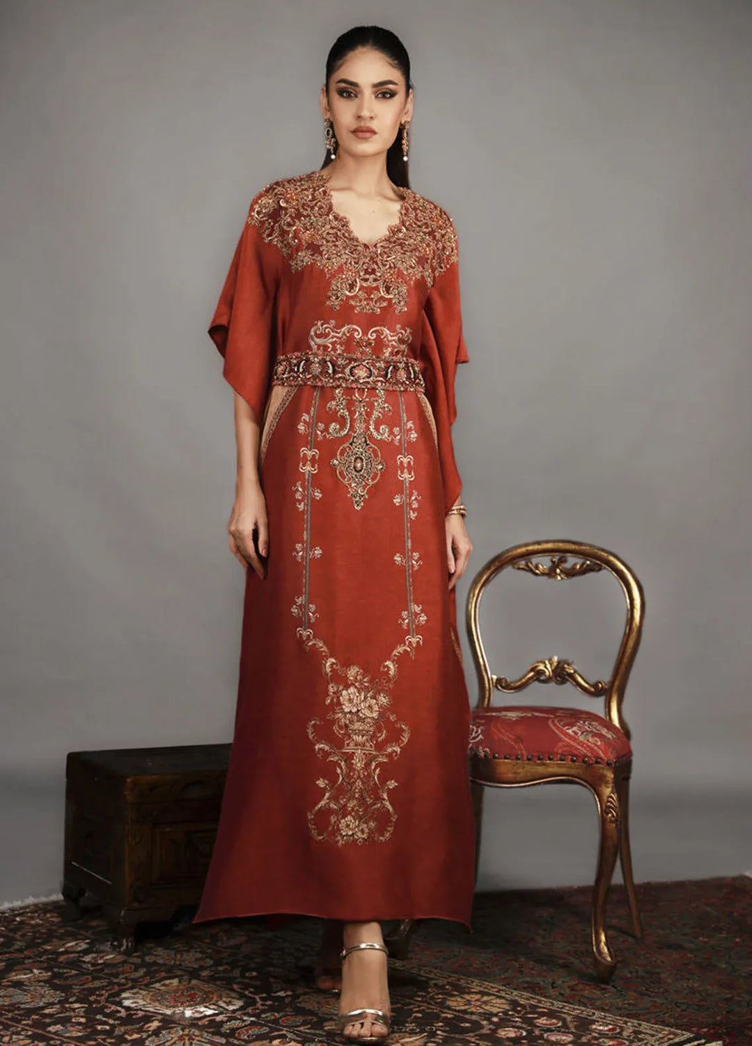 Shamaeel Ansari Pret Embroidered Silk Kaftan TRE-04