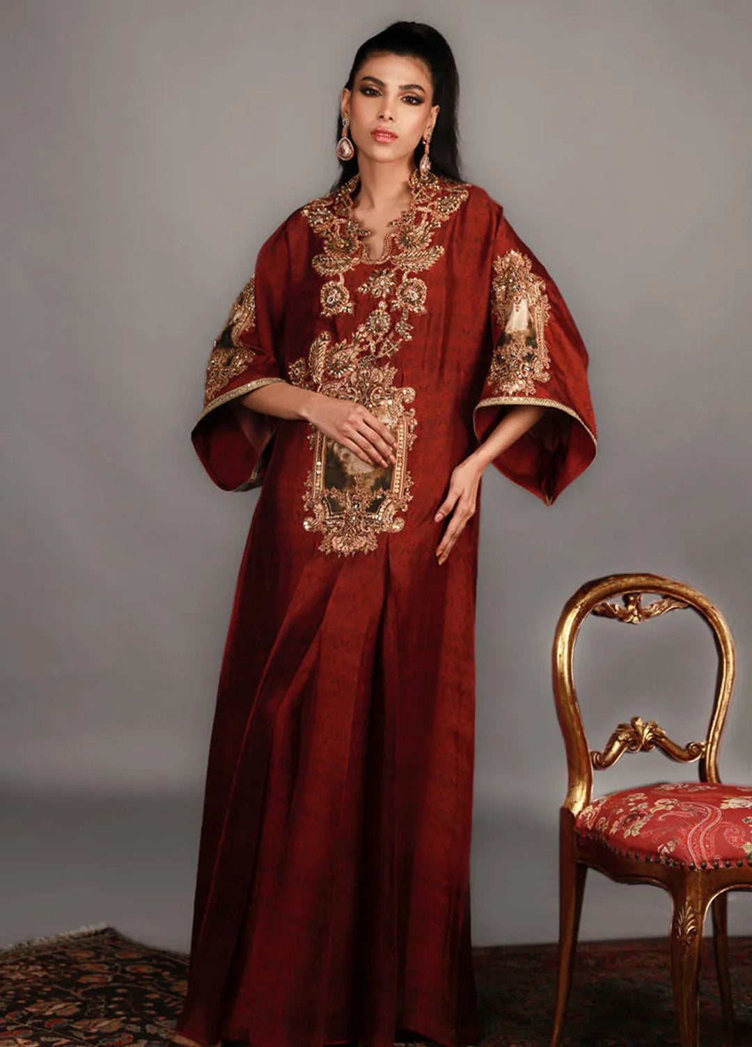 Shamaeel Ansari Pret Embroidered Silk Kaftan TRE-05