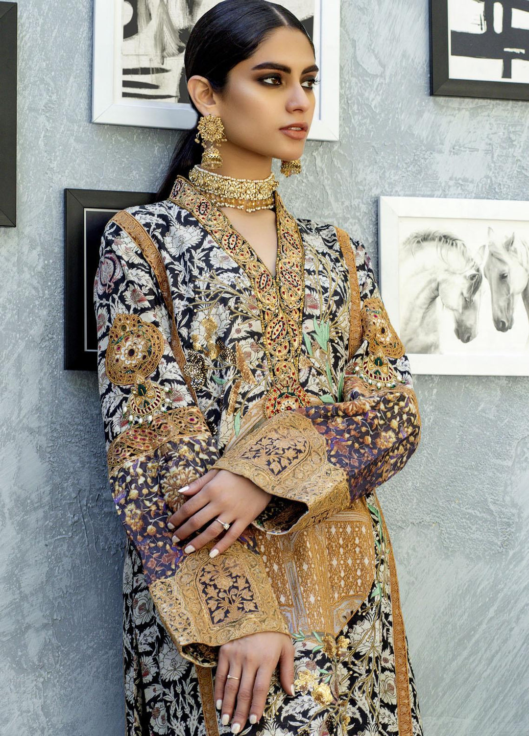 Shamaeel Ansari Luxury Pret  Silk Shirt SW-NVT 2