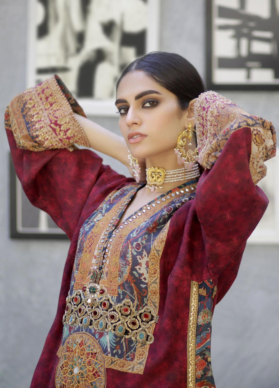 Shamaeel Ansari Luxury Pret  Silk Shirt SW-NV 2