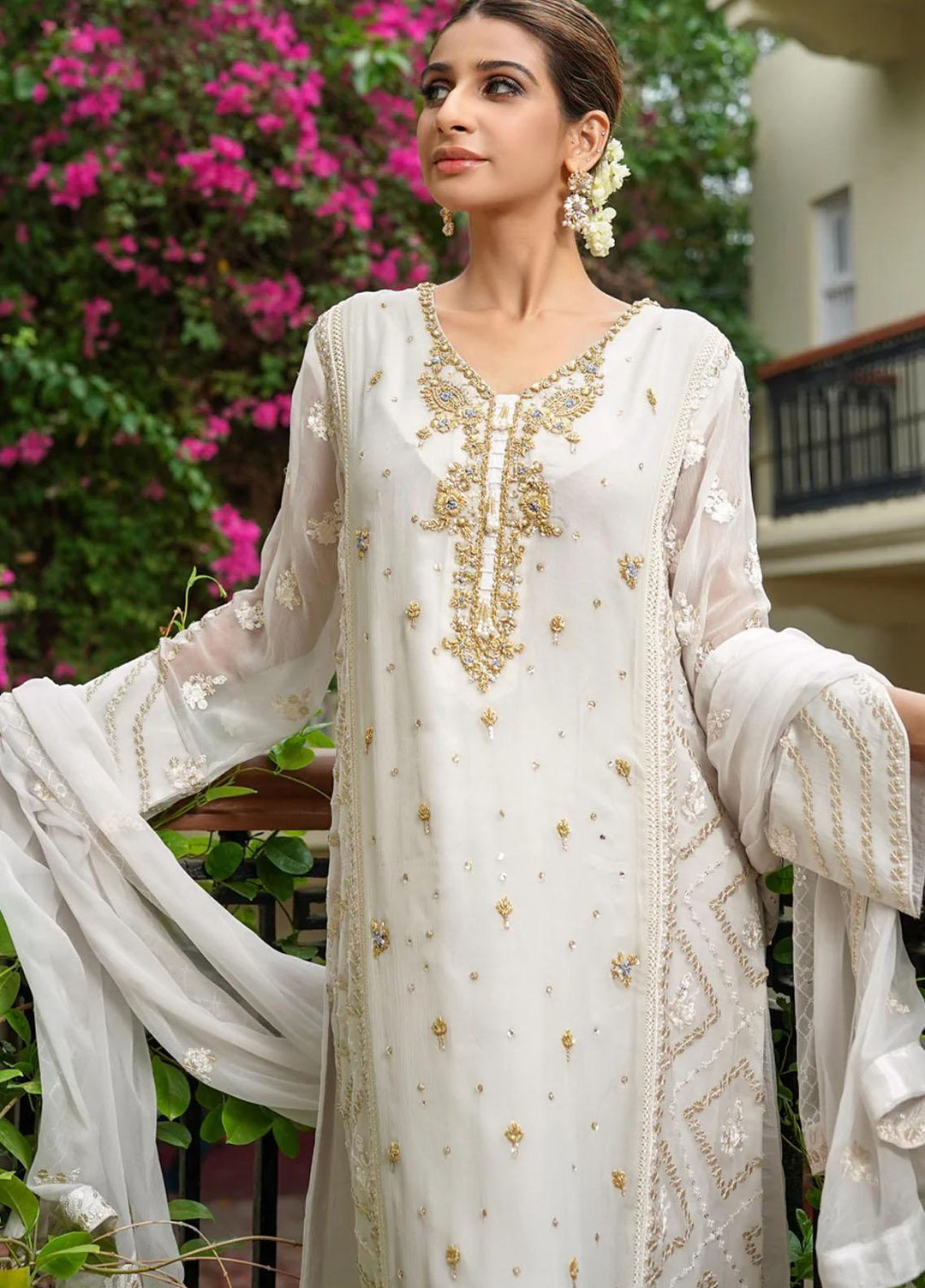 Shamooz Pret  Chiffon 3 Piece Dress SHM22DW Floral Grey SEM-0332