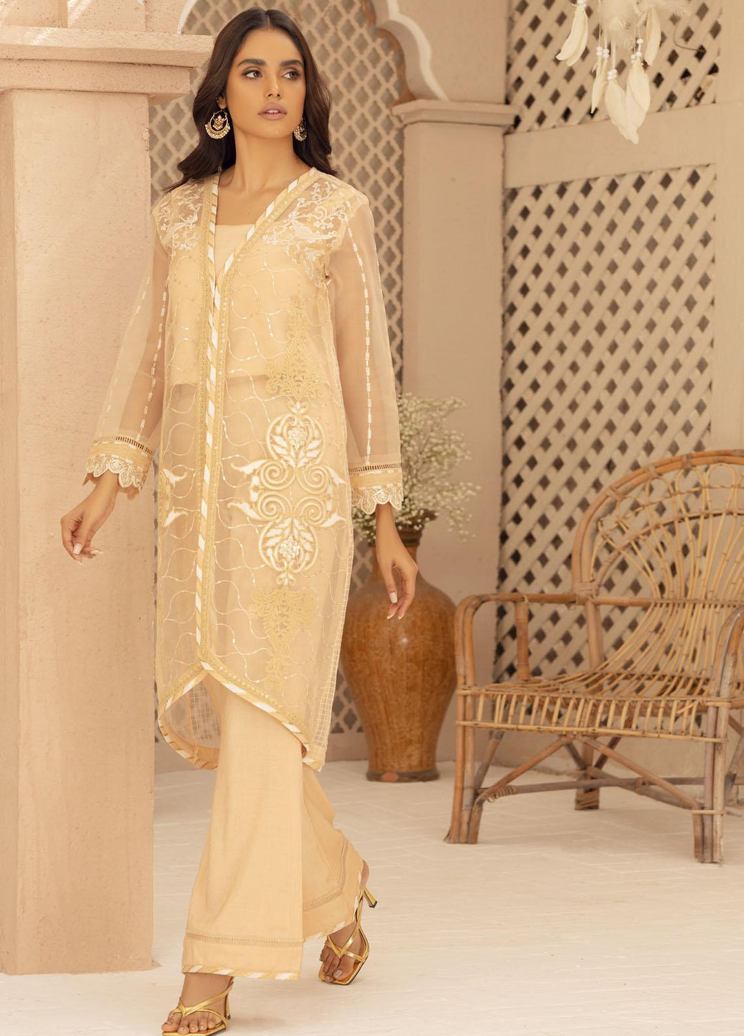 Jade By Shamooz Embroidered Organza  Unstitched Shirt SU-038 - Spring Collection