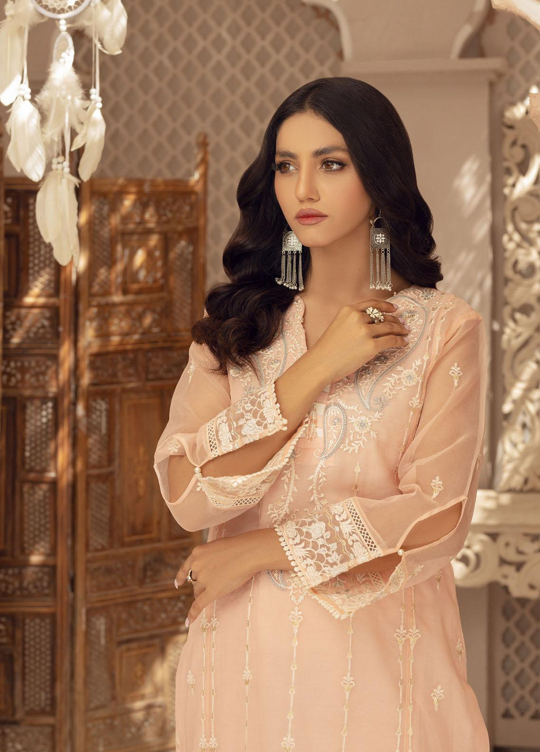 Jade By Shamooz Embroidered Organza  Unstitched Shirt SU-043 - Spring Collection