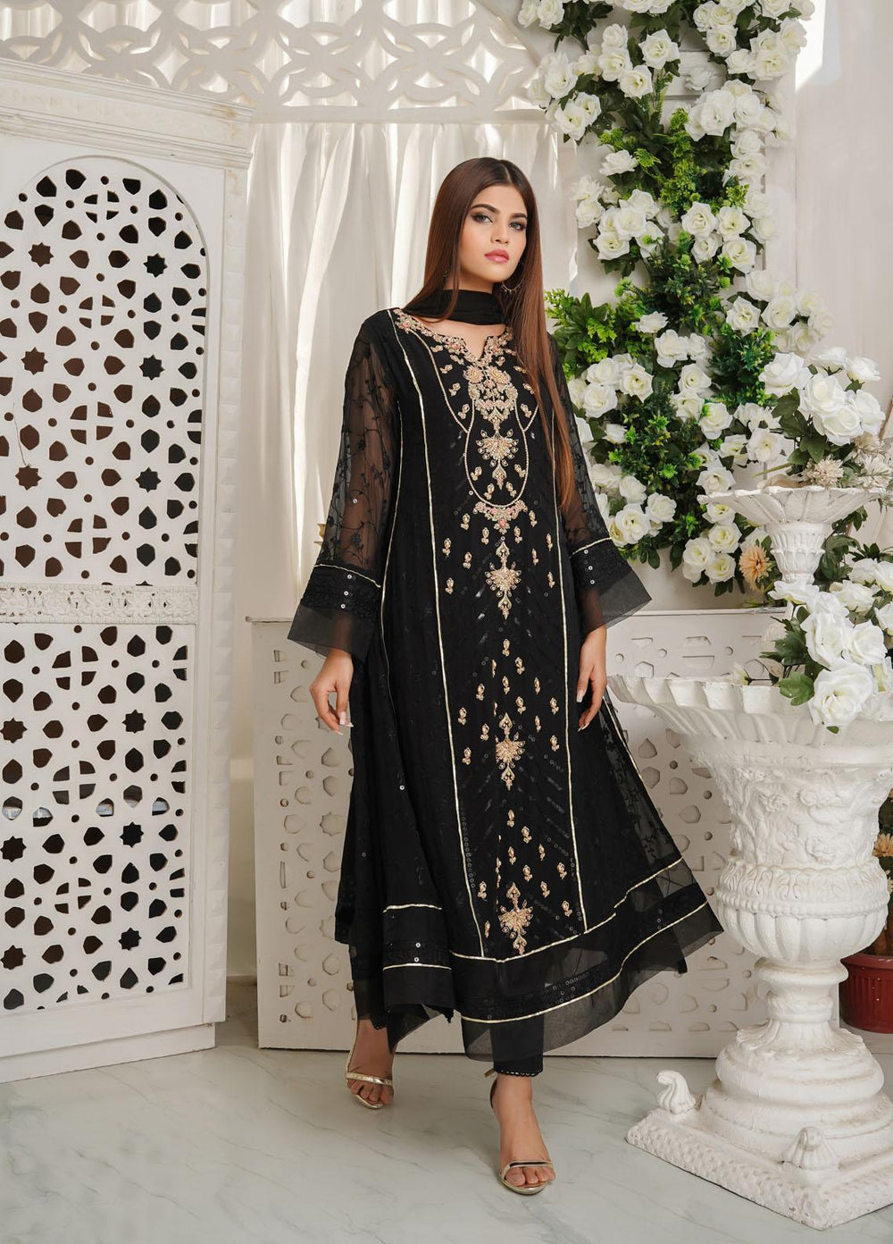 Shamooz Luxury Pret Chiffon 3 Piece Dress SHM23MP Mystic Black/SEM-0366 – Sanaulla Store