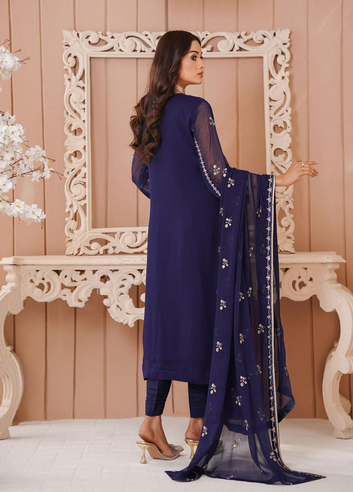 Shamooz Luxury Pret  Chiffon 3 Piece Suit Blue Amber / SEM-0392