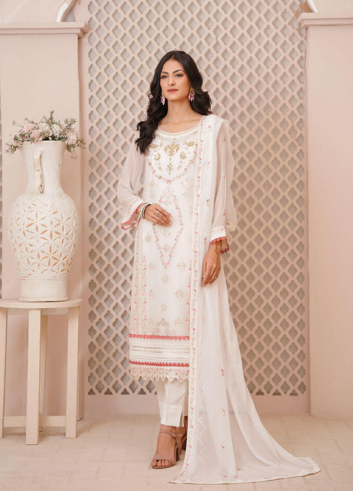 Shamooz Luxury Pret  Chiffon 3 Piece Suit Off White / SEM-0393