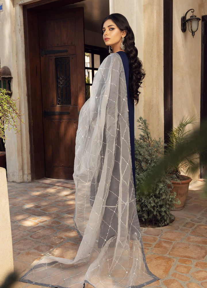 Shamooz Luxury Pret  Chiffon 3 Piece Dress SEM-0410 Blue Rose