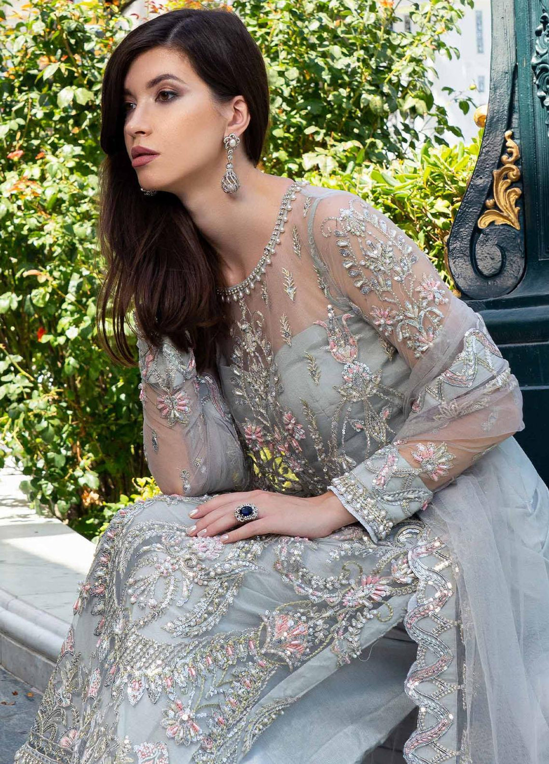 Shamrock Premium Luxury Pret Embroidered Net 3 Piece Suit MENAKARI