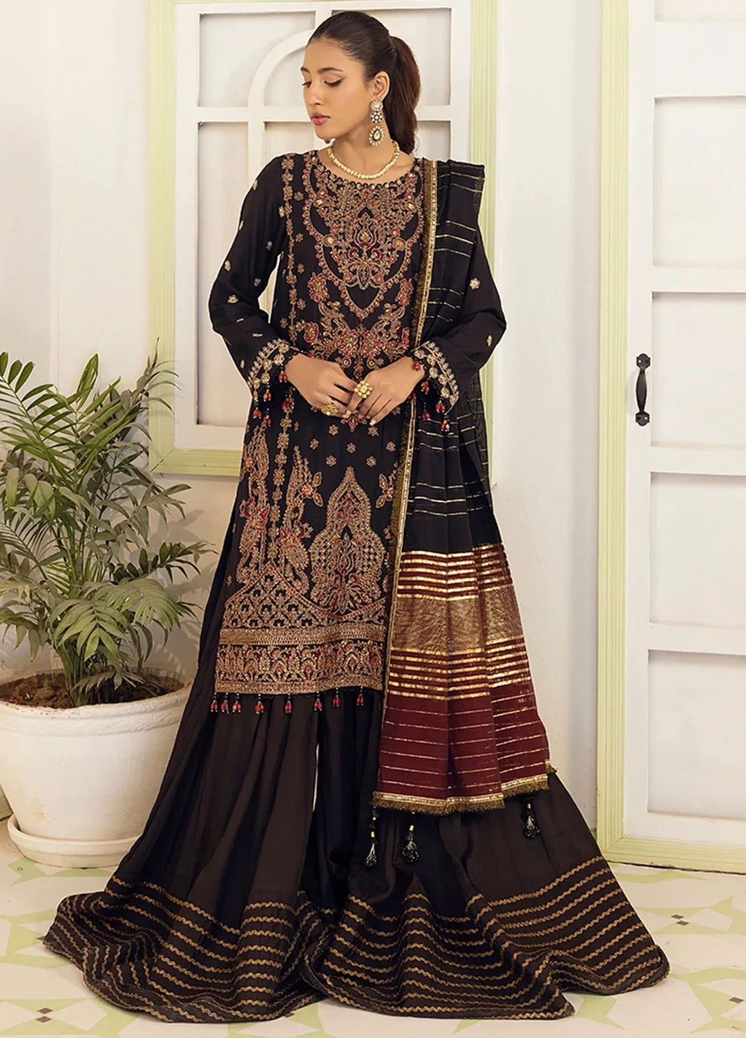 Shan e Festive by Salitex Embroidered Cotton Silk Suits Unstitched 3 Piece SUNW6NO003UT - Festive Collection