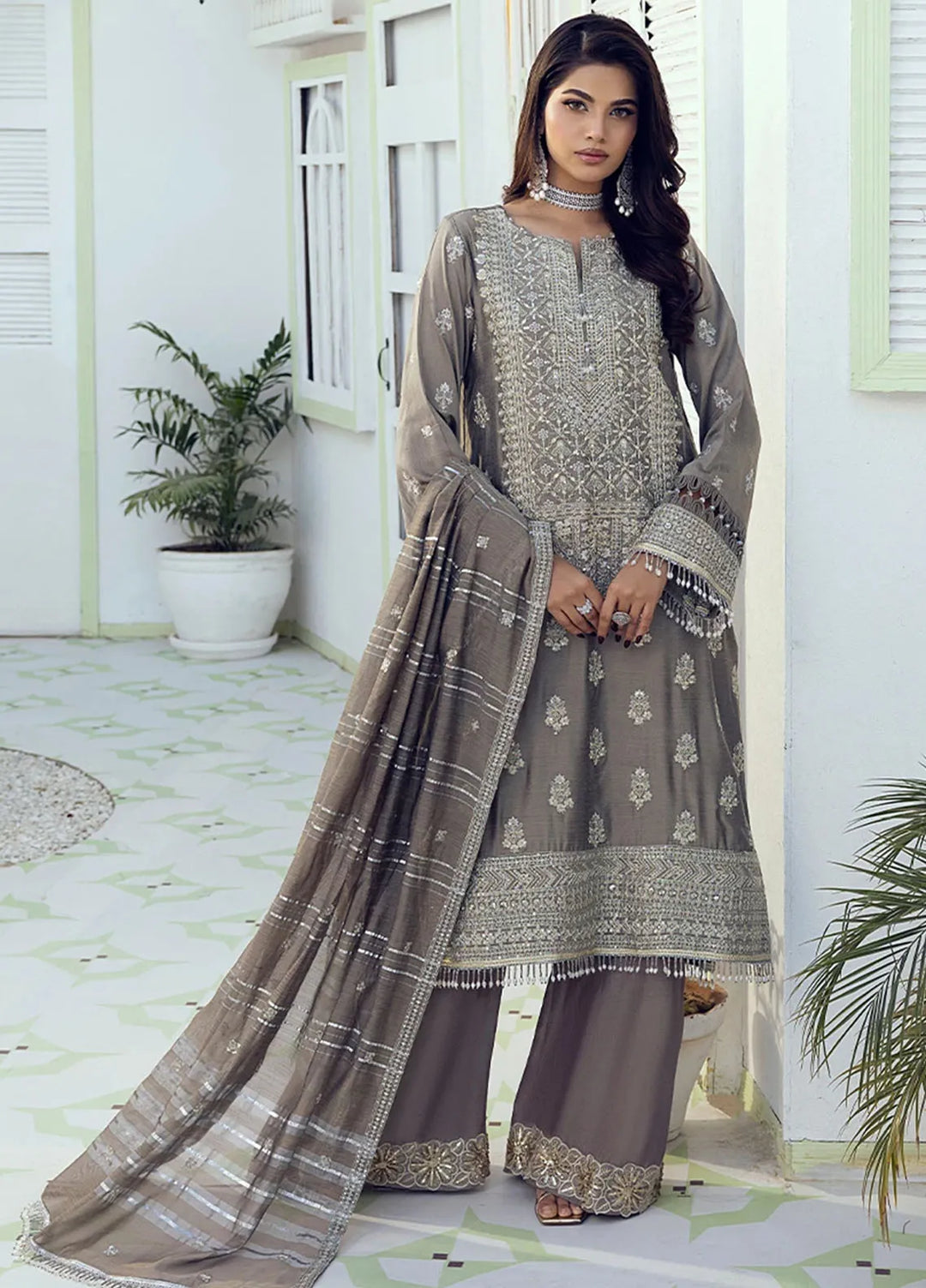 Shan e Festive by Salitex Embroidered Cotton Silk Suits Unstitched 3 Piece SUNW6NO009UT - Festive Collection