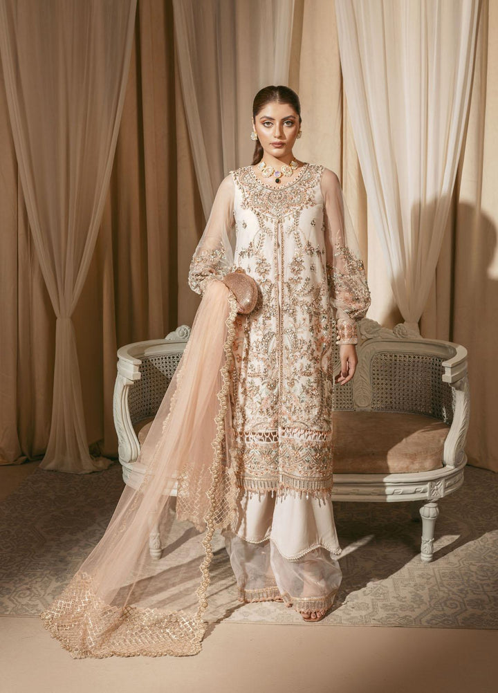 Shanyera Embroidered Net Suits Unstitched 3 Piece SHN22AR A2 - Daisy Blush - Wedding Collection