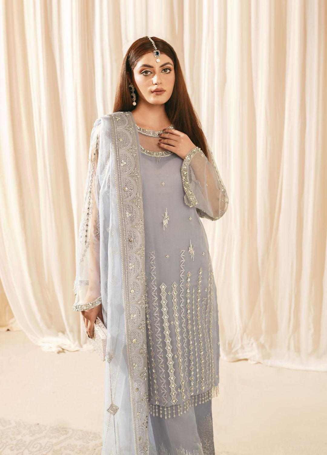 Shanyera Embroidered Organza Suits Unstitched 3 Piece SHN22AR A5 - Luxe Cosmos - Wedding Collection