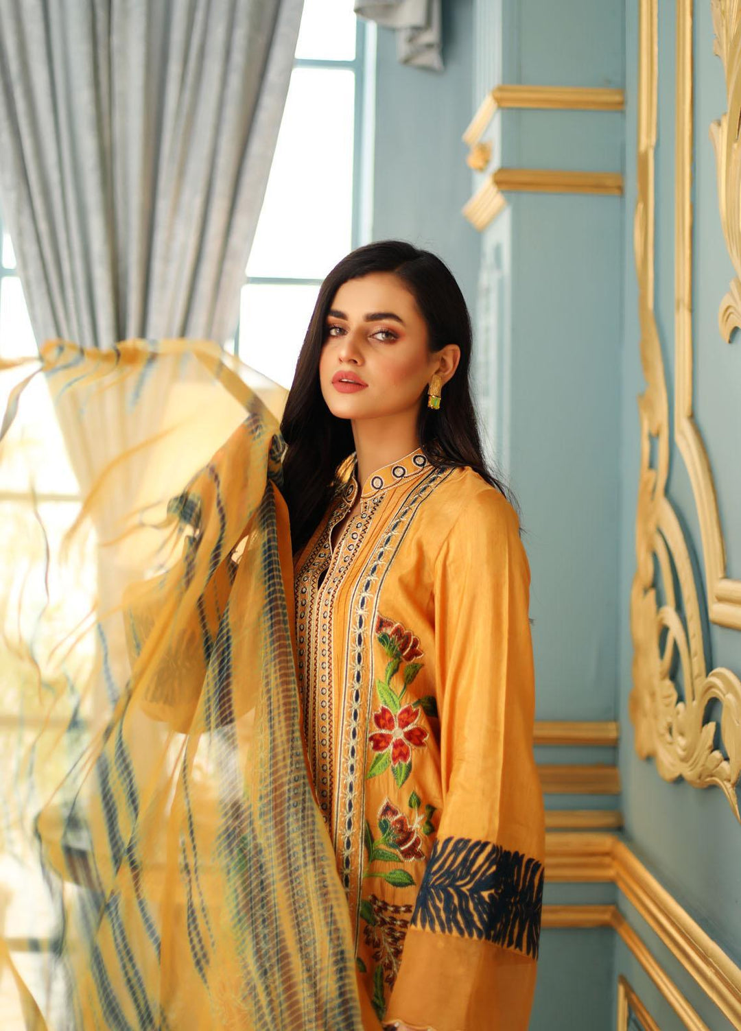 Shanyera Luxury Pret  Raw Silk 3 Piece Dress SHN21LP D-02 Mustard Radiance