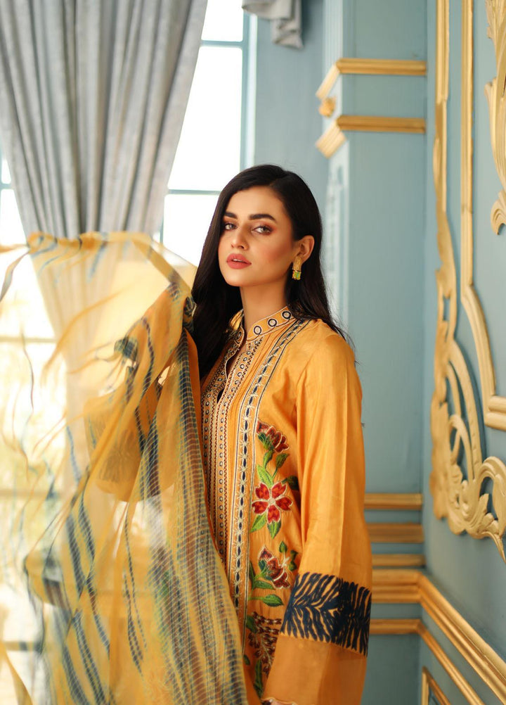 Shanyera Luxury Pret  Raw Silk 3 Piece Dress SHN21LP D-02 Mustard Radiance
