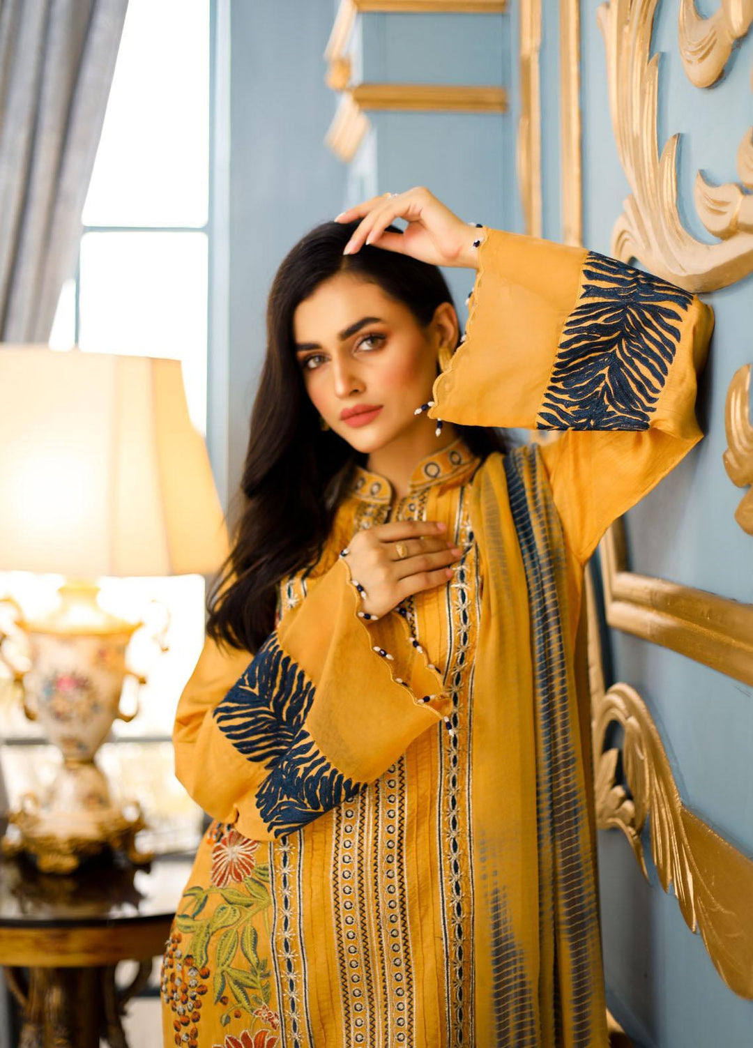 Shanyera Luxury Pret  Raw Silk 3 Piece Dress SHN21LP D-02 Mustard Radiance