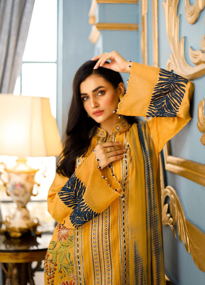 Shanyera Luxury Pret  Raw Silk 3 Piece Dress SHN21LP D-02 Mustard Radiance